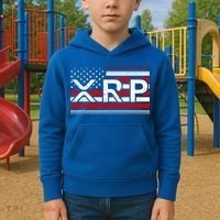 XRP Cryptocurrency Distressed USA American Flag Kids Hoodie thumb 2