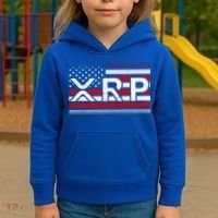 XRP Cryptocurrency Distressed USA American Flag Kids Hoodie thumb 3