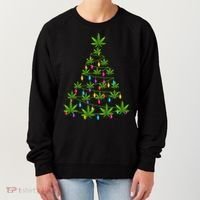Xmas Cannabis Leaf Tree Funny Holiday Gift Women's Sweatshirt thumb 0