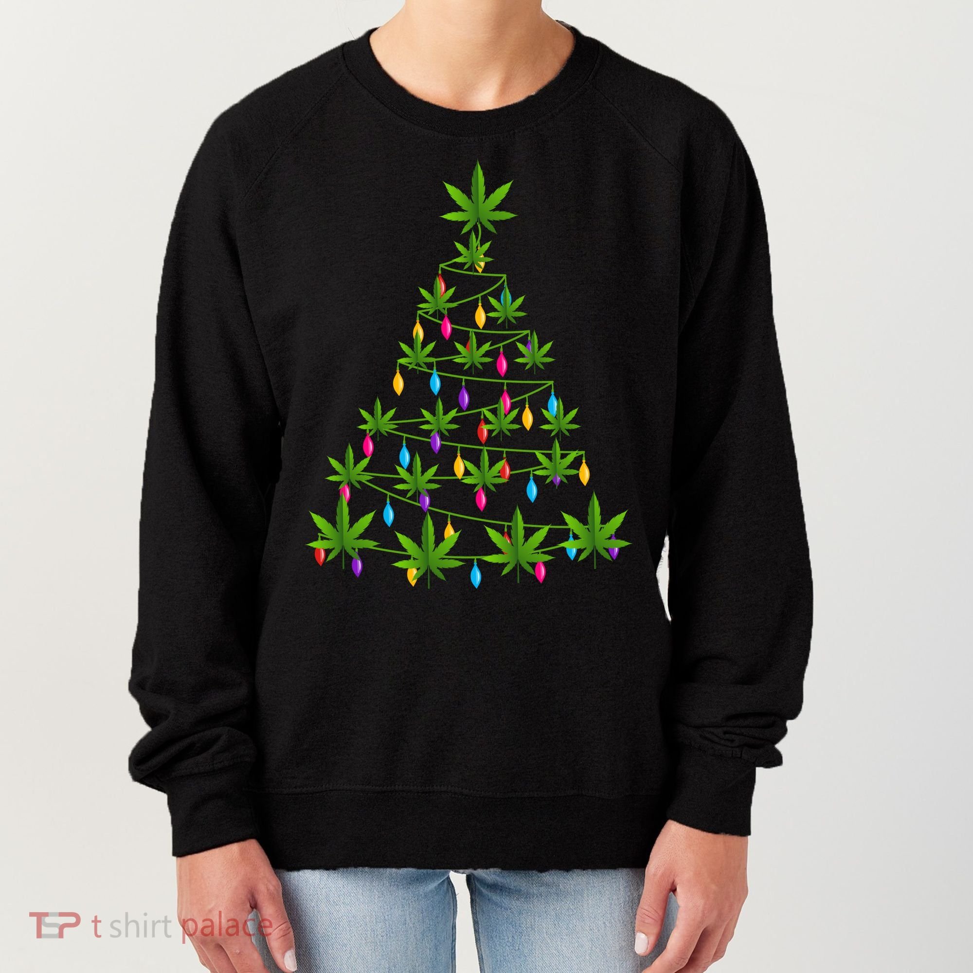 Xmas Cannabis Leaf Tree Funny Holiday Gift Women's Sweatshirt