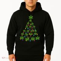 Xmas Cannabis Leaf Tree Funny Holiday Gift Hoodie thumb 2