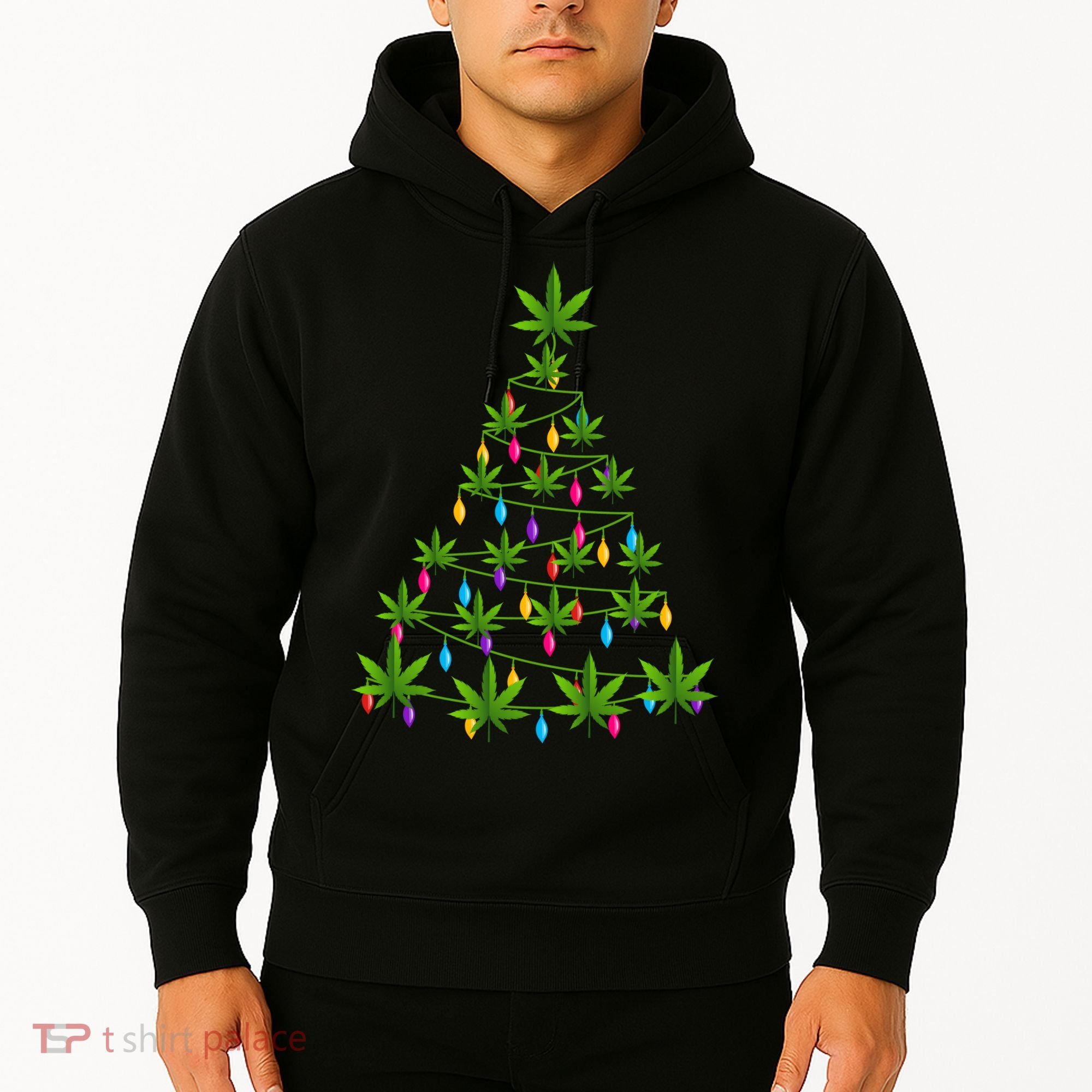 Xmas Cannabis Leaf Tree Funny Holiday Gift Hoodie