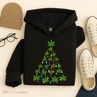 Xmas Cannabis Leaf Tree Funny Holiday Gift Hoodie thumb 4