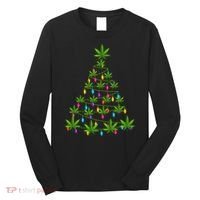 Xmas Cannabis Leaf Tree Funny Holiday Gift Long Sleeve Shirt thumb 0