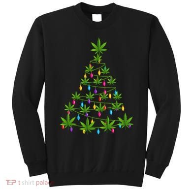 Xmas Cannabis Leaf Tree Funny Holiday Gift Sweatshirt