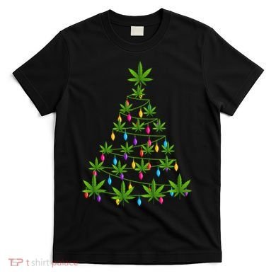 Xmas Cannabis Leaf Tree Funny Holiday Gift T-Shirt
