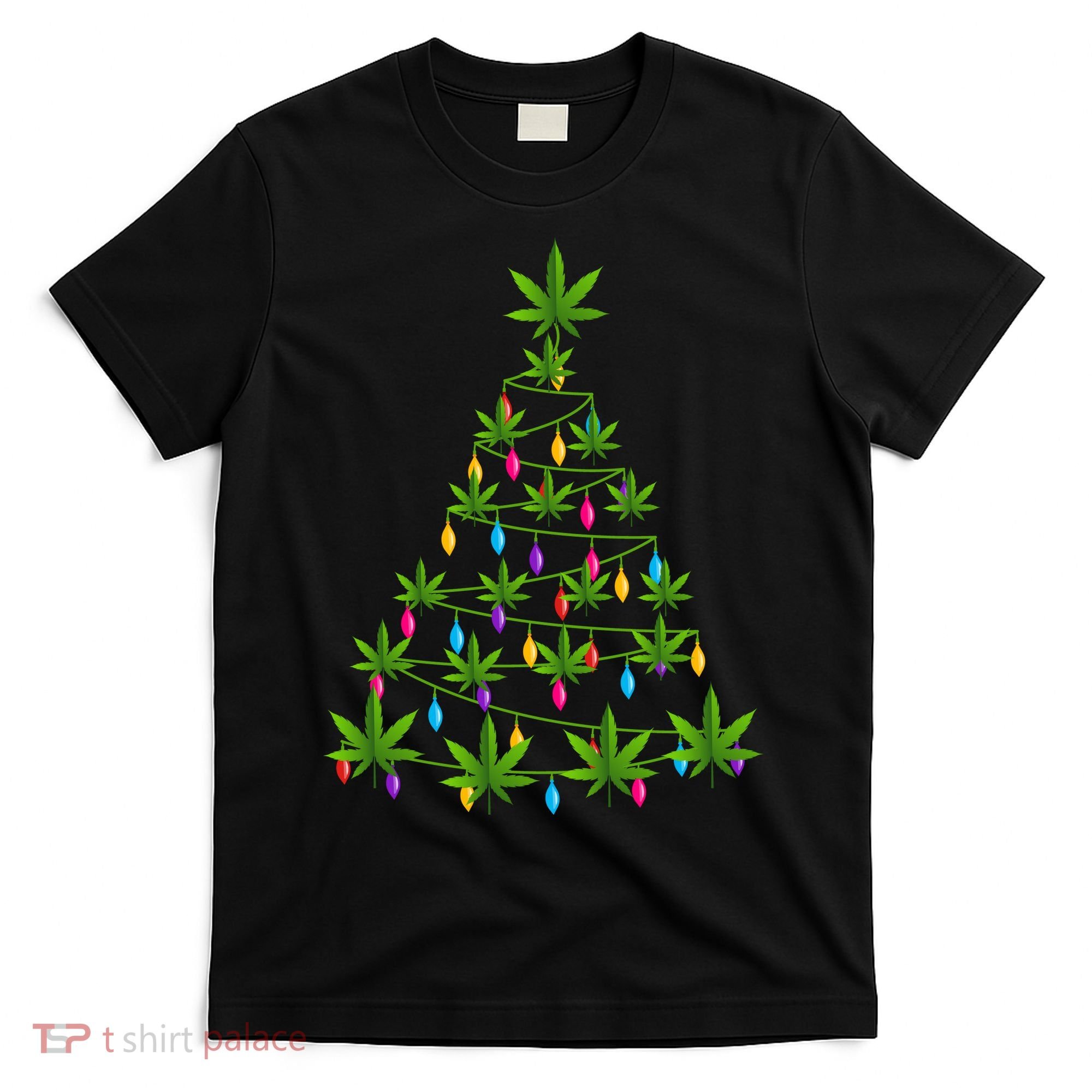 Xmas Cannabis Leaf Tree Funny Holiday Gift T-Shirt