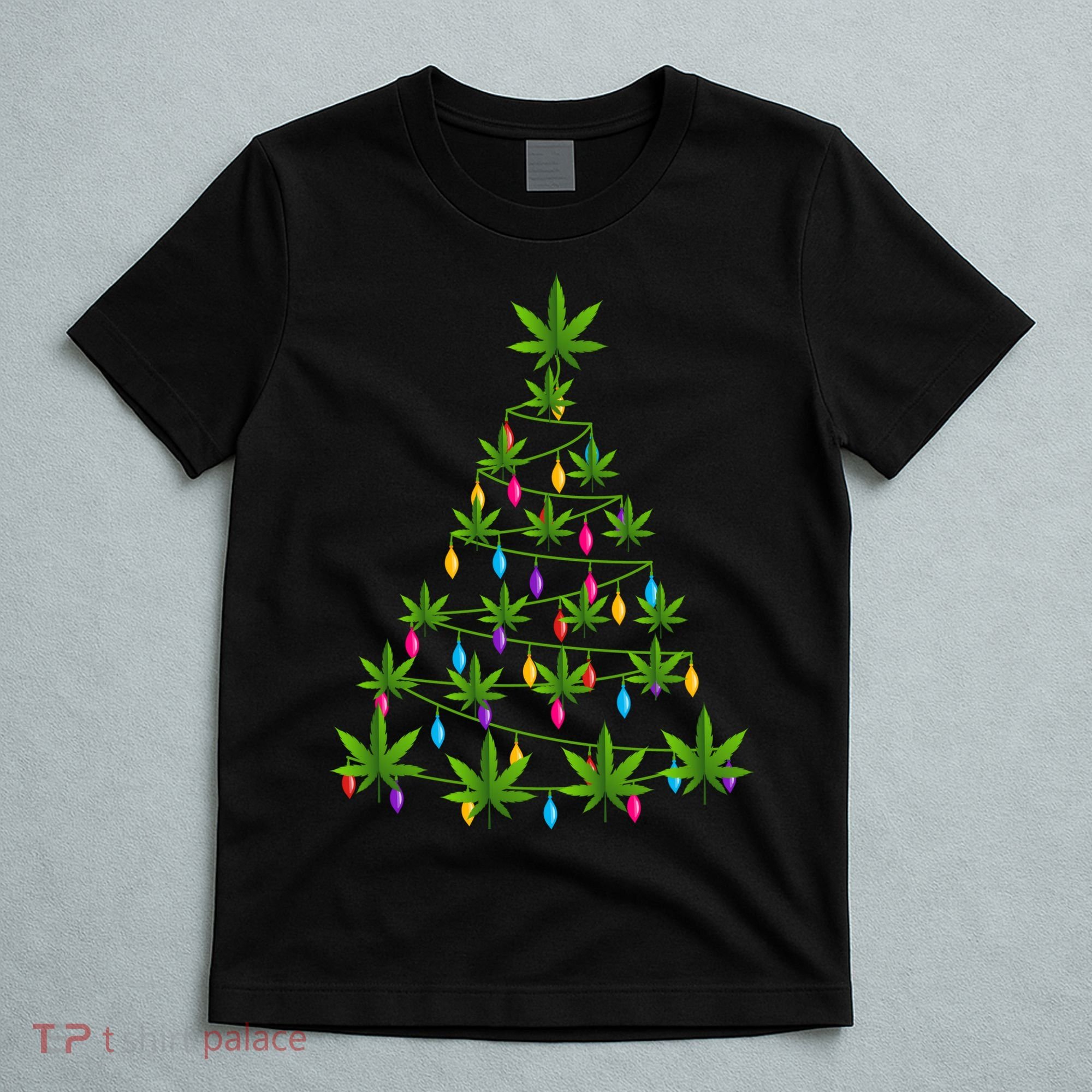 Xmas Cannabis Leaf Tree Funny Holiday Gift T-Shirt