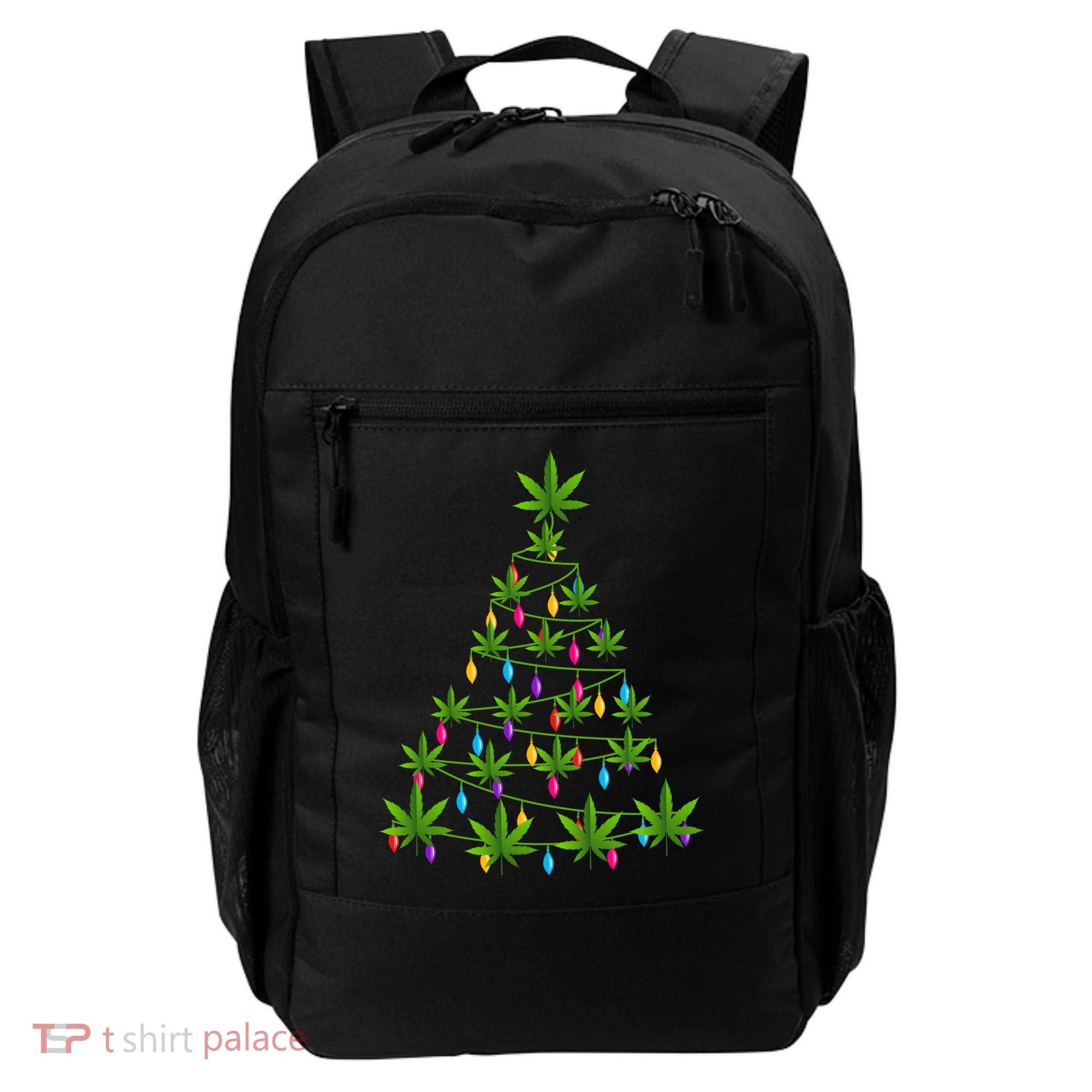 Xmas Cannabis Leaf Tree Funny Holiday Gift Backpack