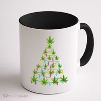 Xmas Cannabis Leaf Tree Funny Holiday Gift Coffee Mug thumb 1