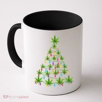 Xmas Cannabis Leaf Tree Funny Holiday Gift Coffee Mug thumb 0
