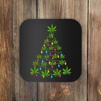 Xmas Cannabis Leaf Tree Funny Holiday Gift Coaster thumb 0