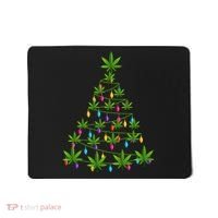 Xmas Cannabis Leaf Tree Funny Holiday Gift Mousepad thumb 0