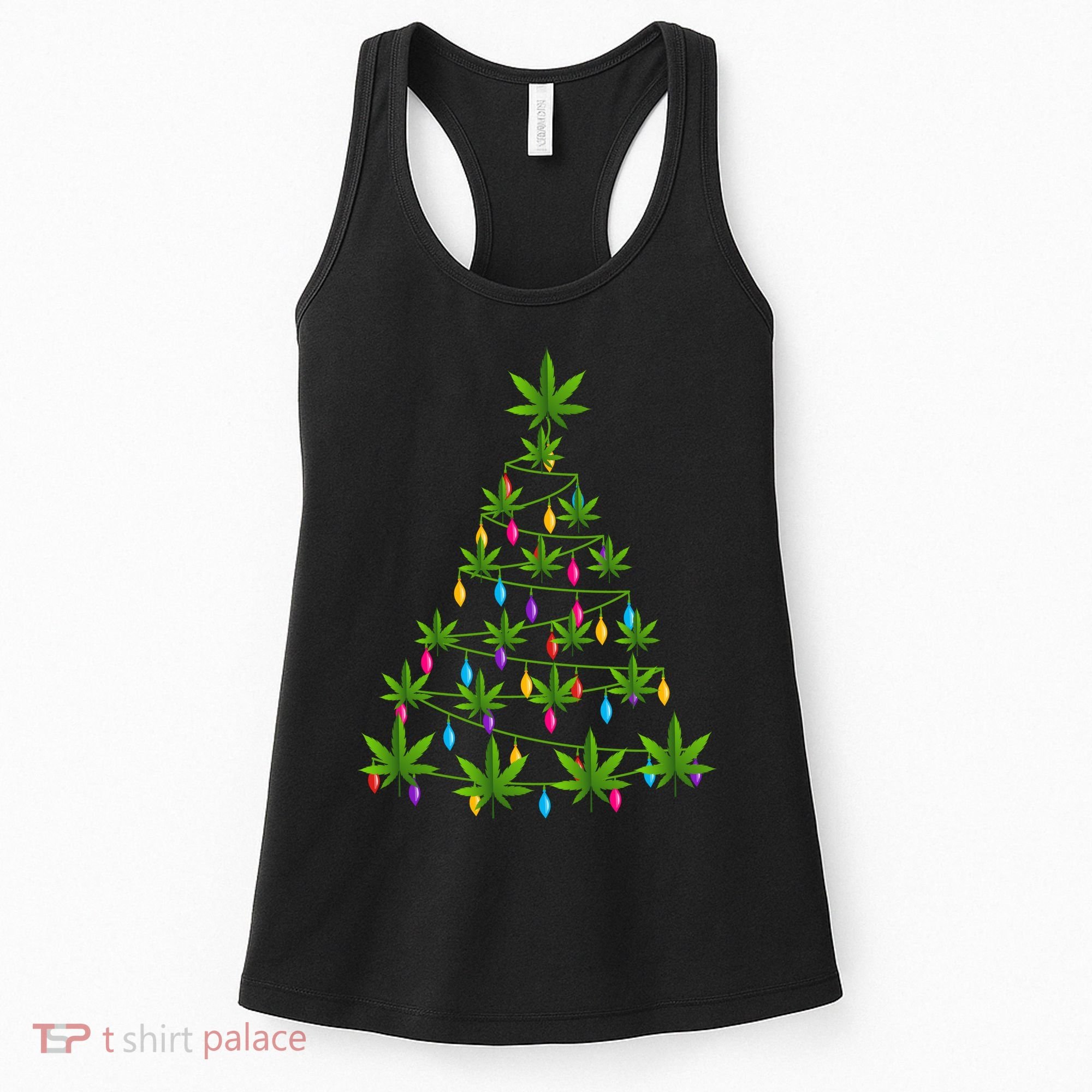 Xmas Cannabis Leaf Tree Funny Holiday Gift Women's Tank Top