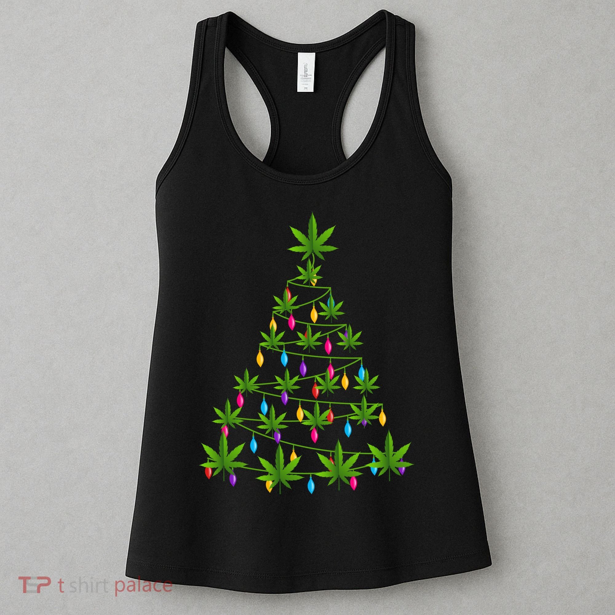 Xmas Cannabis Leaf Tree Funny Holiday Gift Women's Tank Top