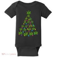 Xmas Cannabis Leaf Tree Funny Holiday Gift Baby Bodysuit thumb 0