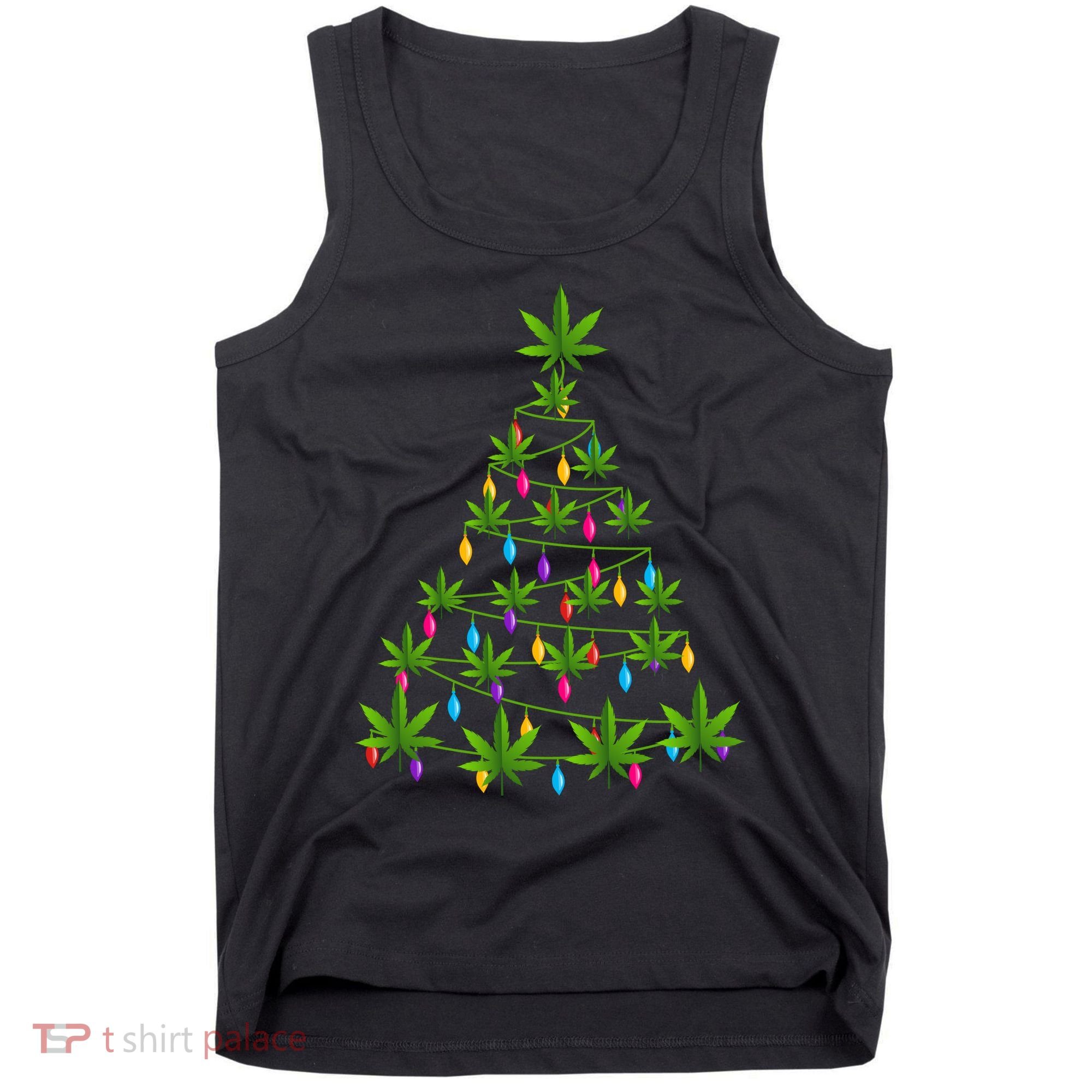 Xmas Cannabis Leaf Tree Funny Holiday Gift Tank Top