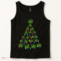 Xmas Cannabis Leaf Tree Funny Holiday Gift Tank Top thumb 2