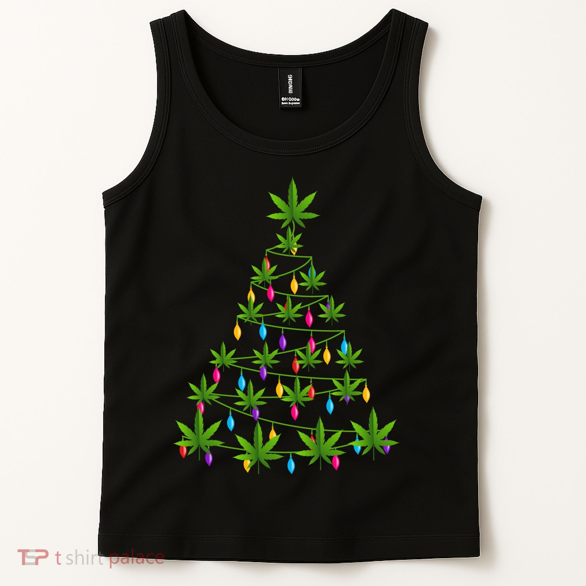 Xmas Cannabis Leaf Tree Funny Holiday Gift Tank Top