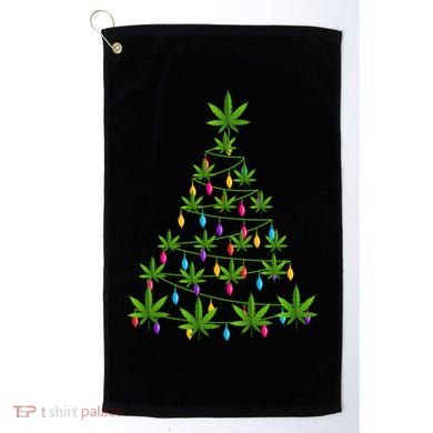 Xmas Cannabis Leaf Tree Funny Holiday Gift Golf Towel