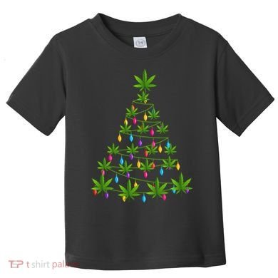 Xmas Cannabis Leaf Tree Funny Holiday Gift Toddler T-Shirt