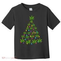 Xmas Cannabis Leaf Tree Funny Holiday Gift Toddler T-Shirt thumb 0