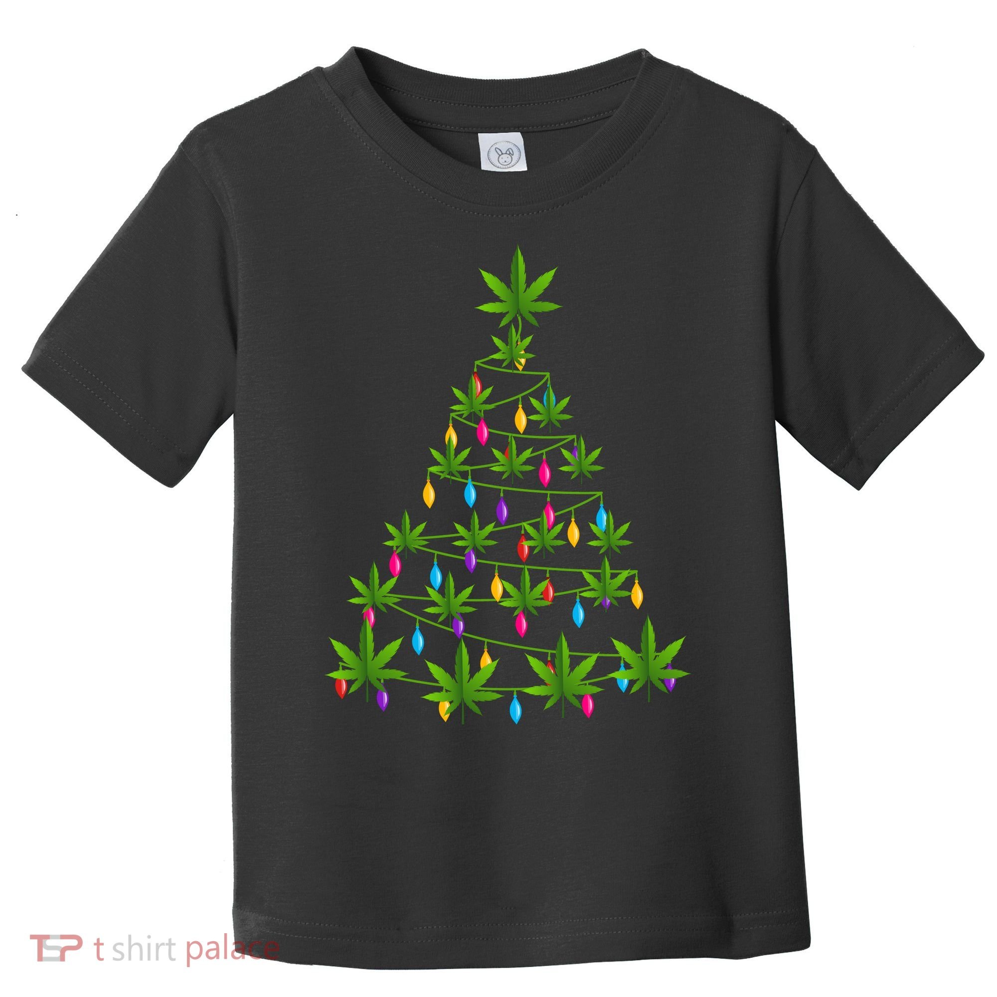 Xmas Cannabis Leaf Tree Funny Holiday Gift Toddler T-Shirt