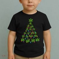 Xmas Cannabis Leaf Tree Funny Holiday Gift Toddler T-Shirt thumb 2