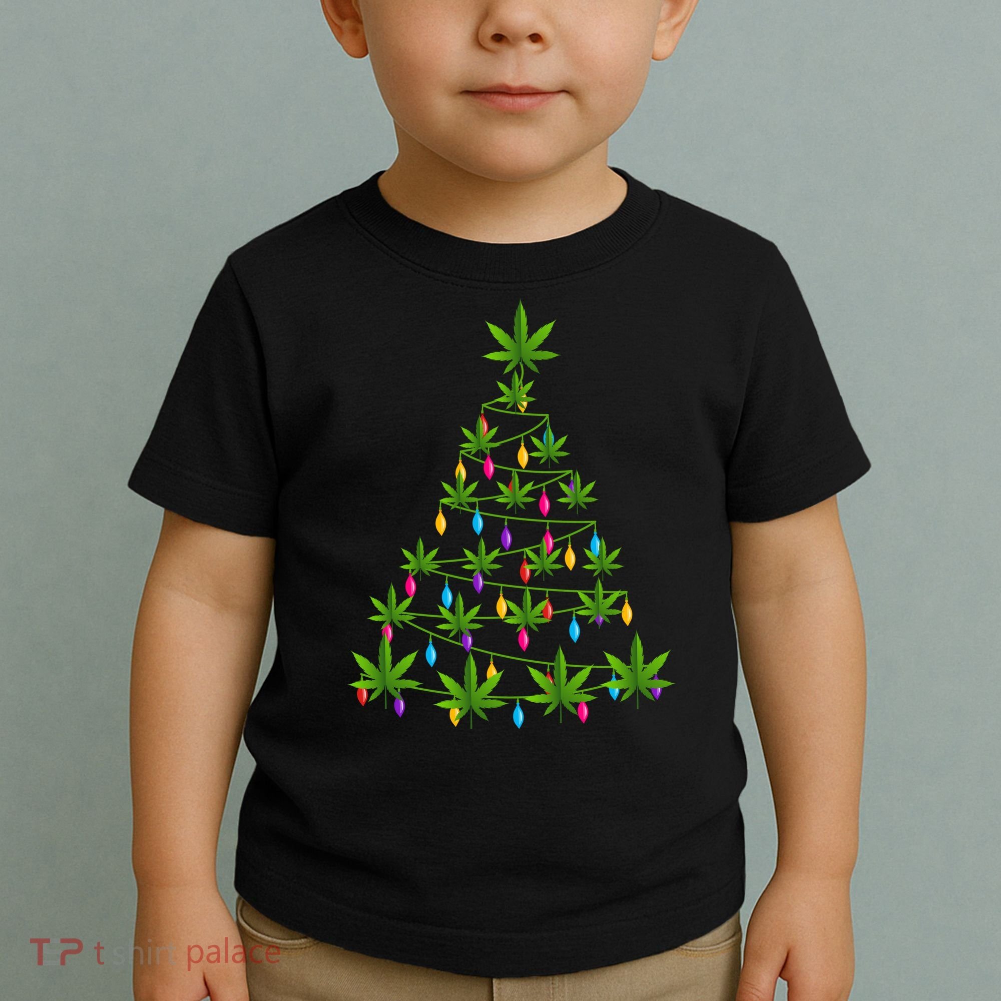 Xmas Cannabis Leaf Tree Funny Holiday Gift Toddler T-Shirt