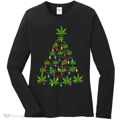 Xmas Cannabis Leaf Tree Funny Holiday Gift Women's Long Sleeve Shirt
