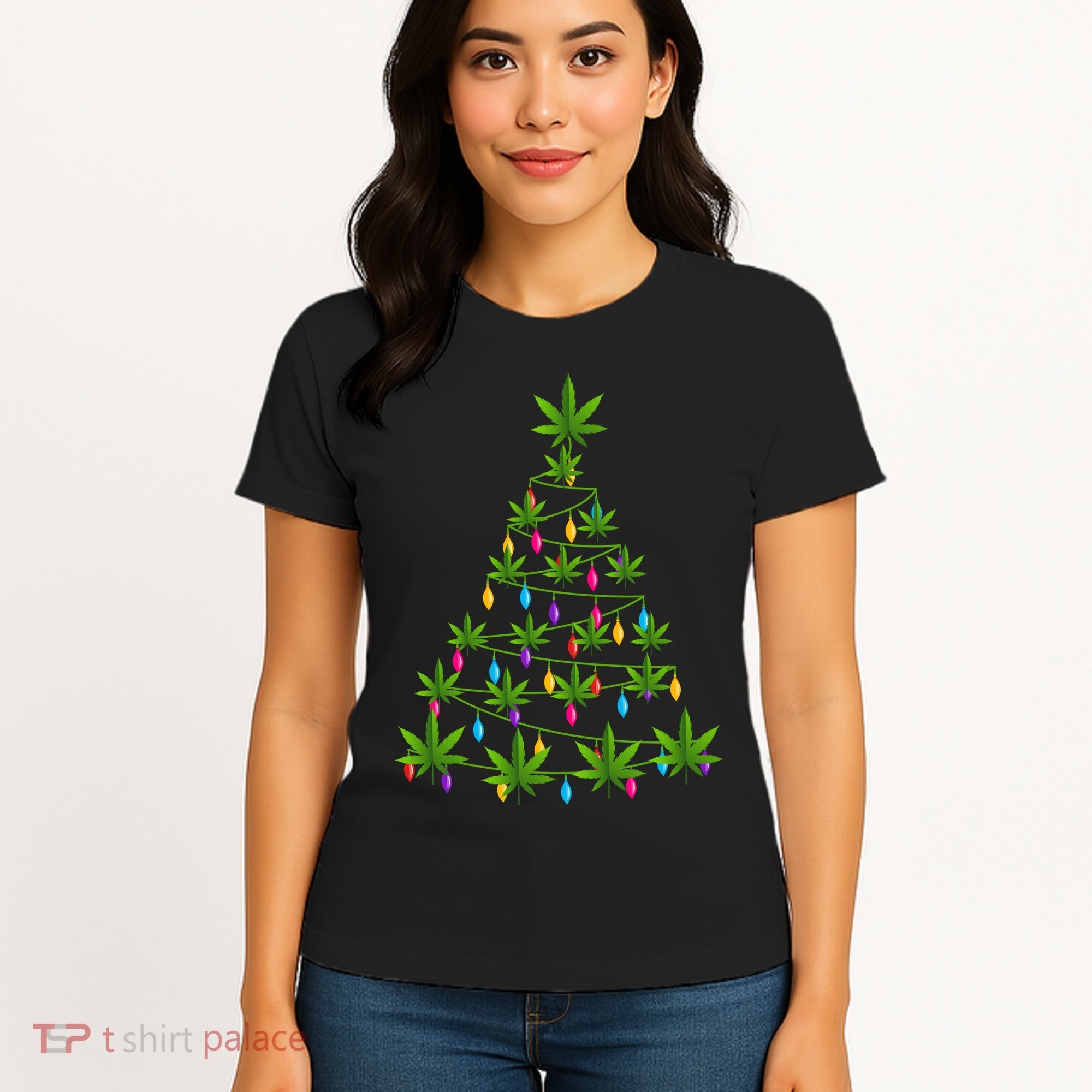 Xmas Cannabis Leaf Tree Funny Holiday Gift Women's T-Shirt
