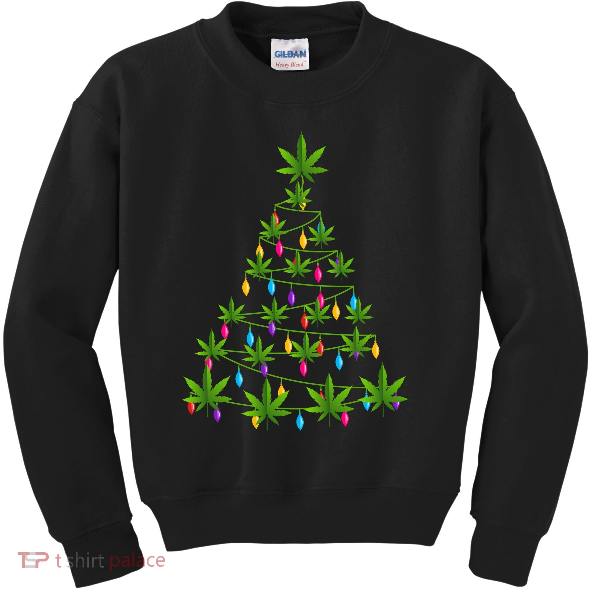 Xmas Cannabis Leaf Tree Funny Holiday Gift Kids Sweatshirt