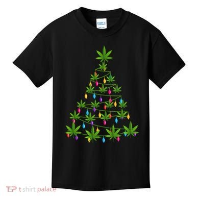 Xmas Cannabis Leaf Tree Funny Holiday Gift Kids T-Shirt