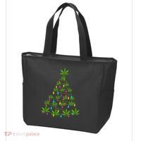 Xmas Cannabis Leaf Tree Funny Holiday Gift Tote Bag thumb 3