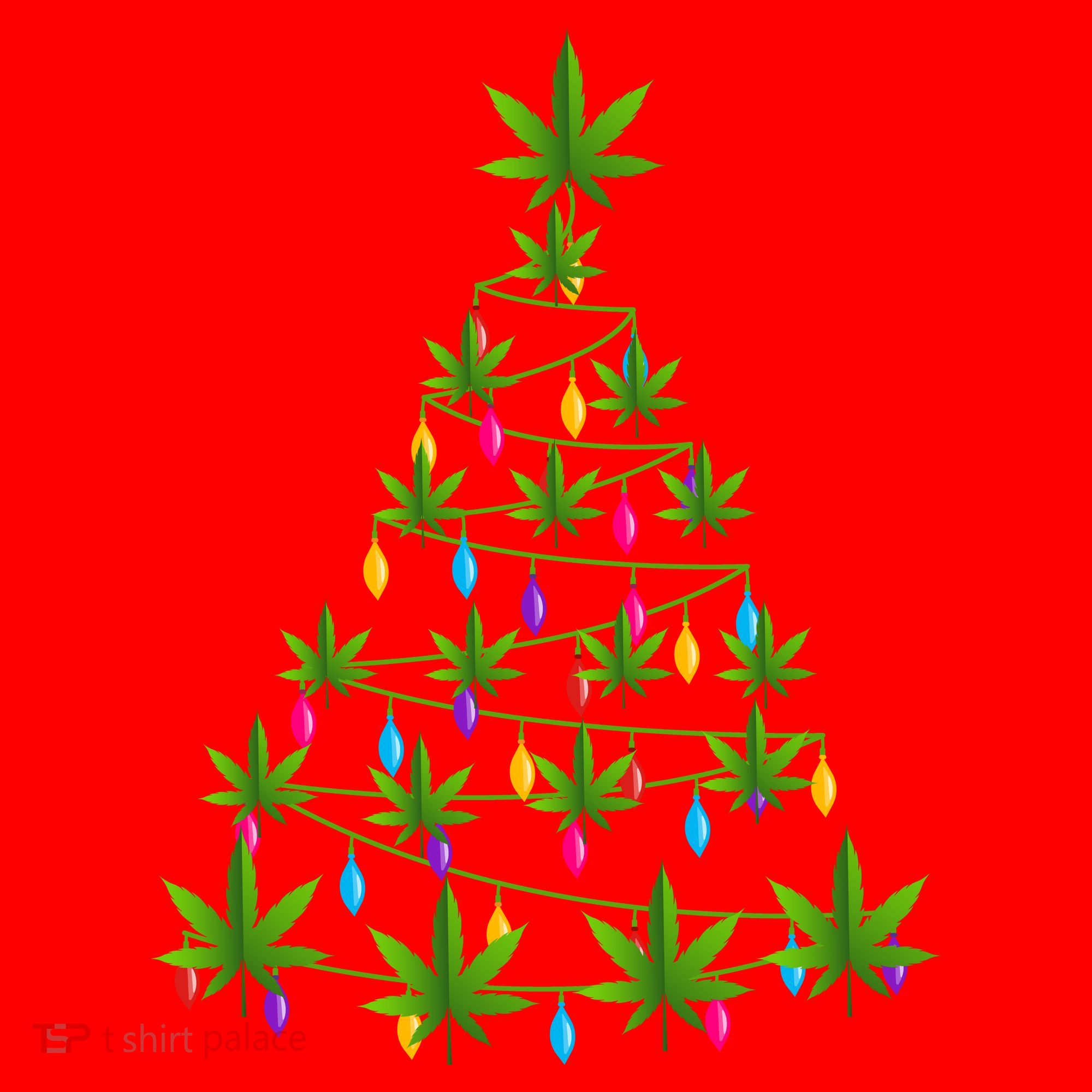 Xmas Cannabis Leaf Tree Funny Holiday Gift Santa Hat