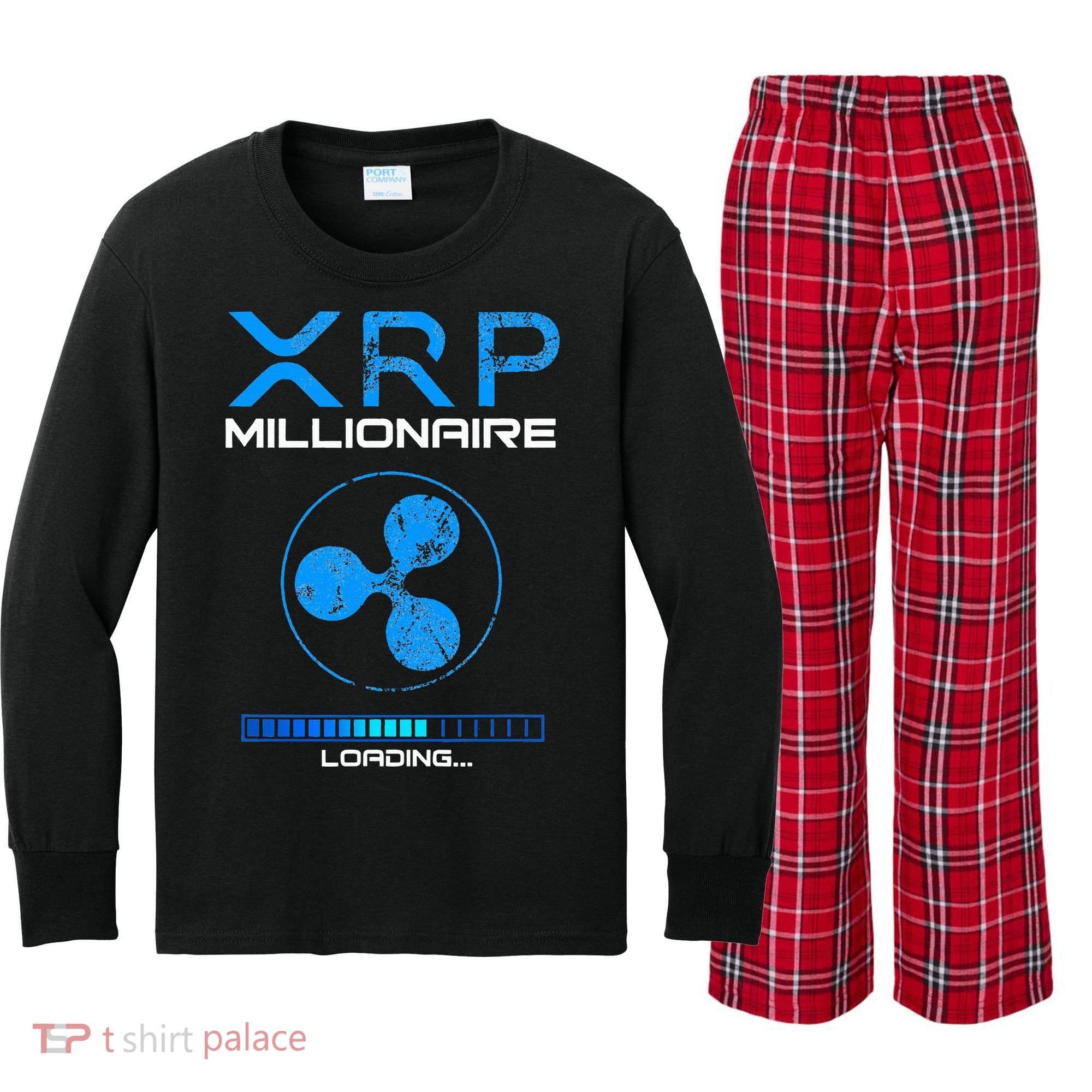 Xrp Crypto Millionaire Hodl Loading Ripple Token Kids Long Sleeve Plaid Pajama Set