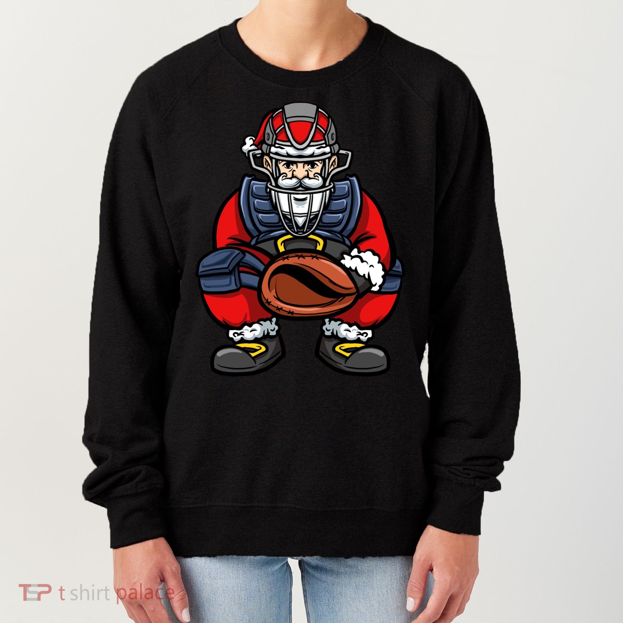 Xmas Catcher Santa Claus Christmas Baseball Gift Women's Sweatshirt