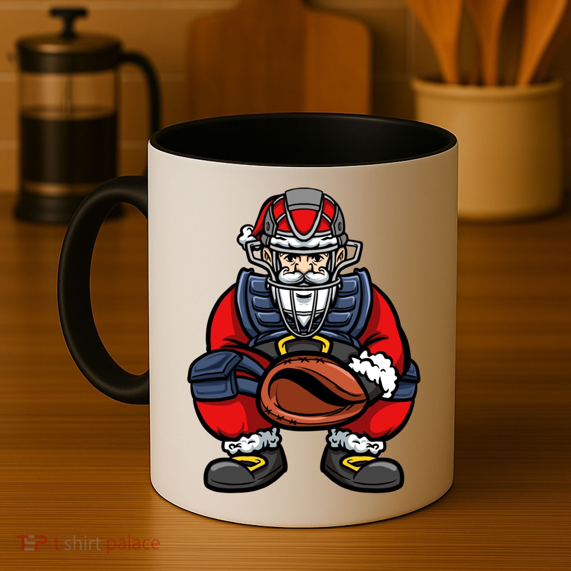 Xmas Catcher Santa Claus Christmas Baseball Gift Coffee Mug