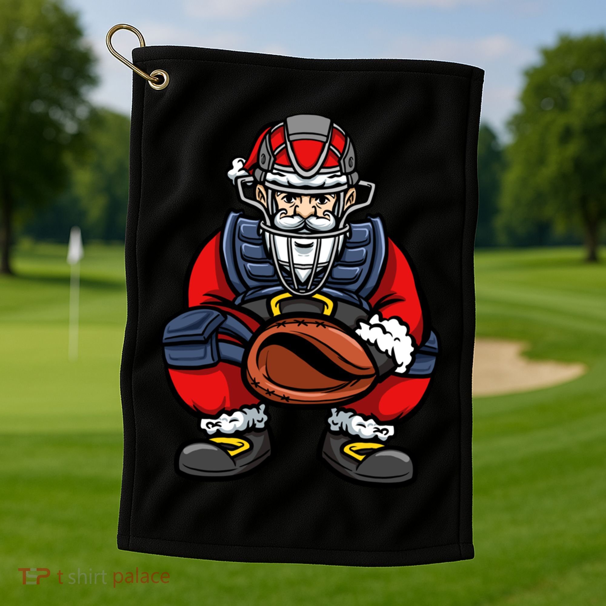 Xmas Catcher Santa Claus Christmas Baseball Gift Golf Towel