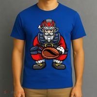 Xmas Catcher Santa Claus Christmas Baseball Gift T-Shirt thumb 3