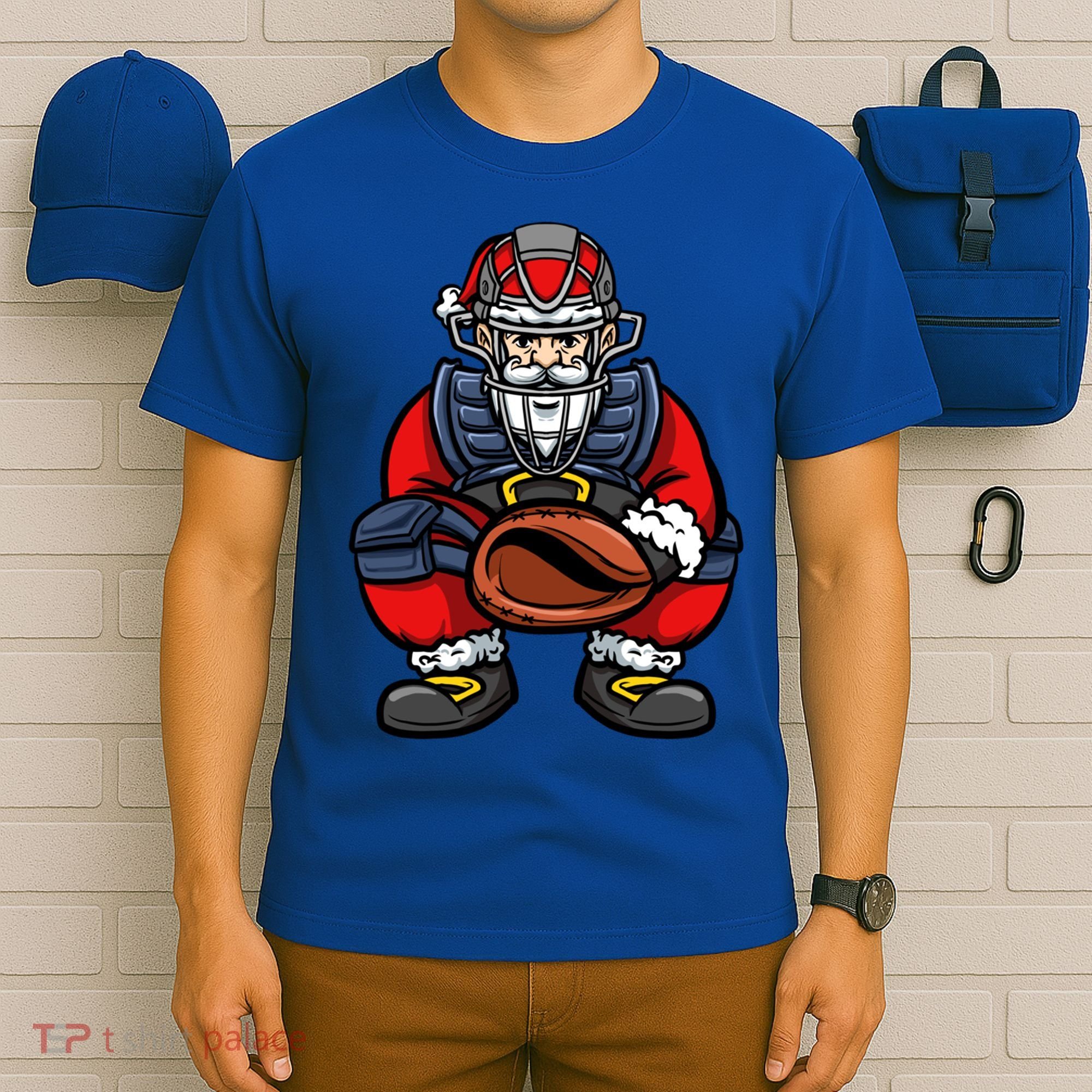 Xmas Catcher Santa Claus Christmas Baseball Gift T-Shirt