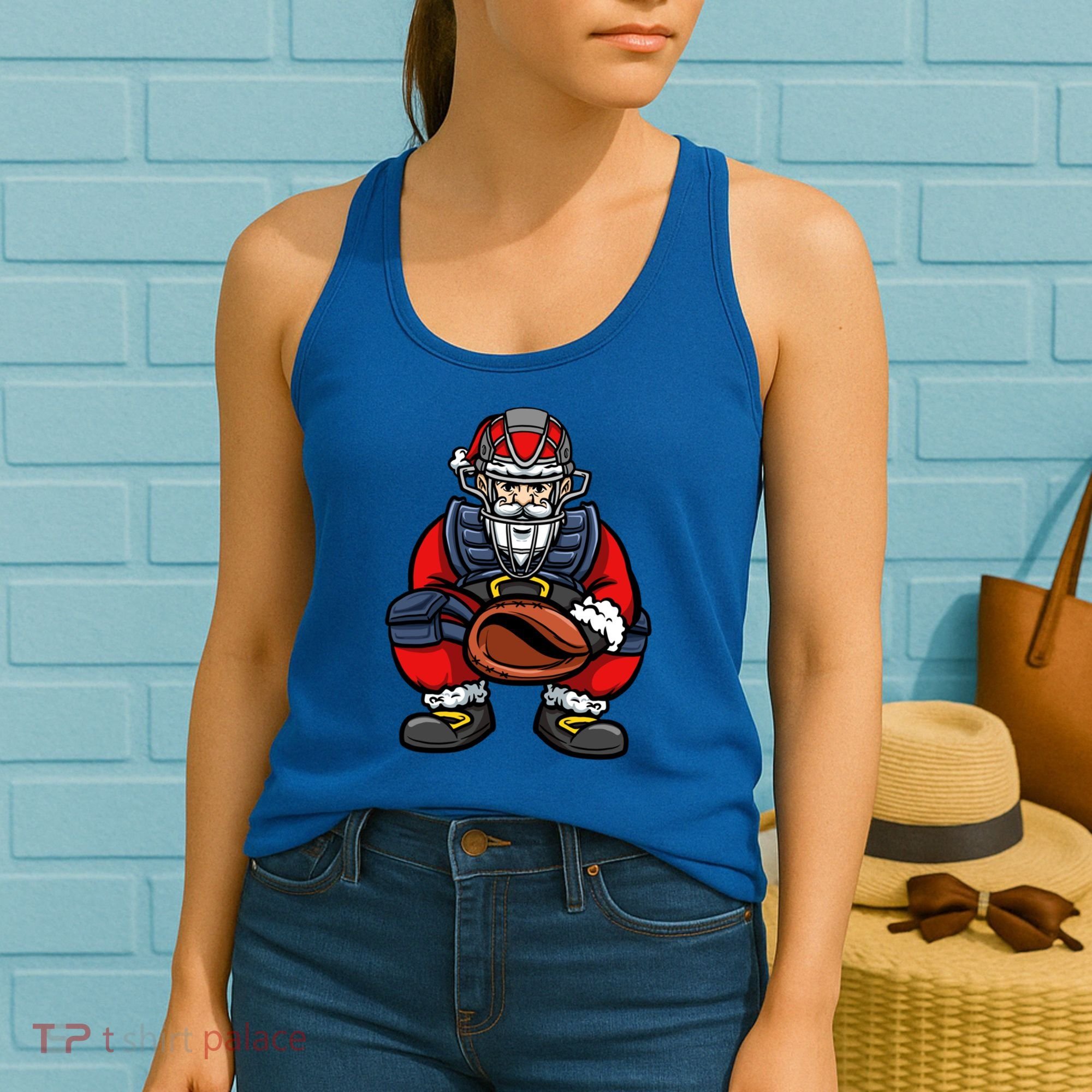 Xmas Catcher Santa Claus Christmas Baseball Gift Women's Tank Top