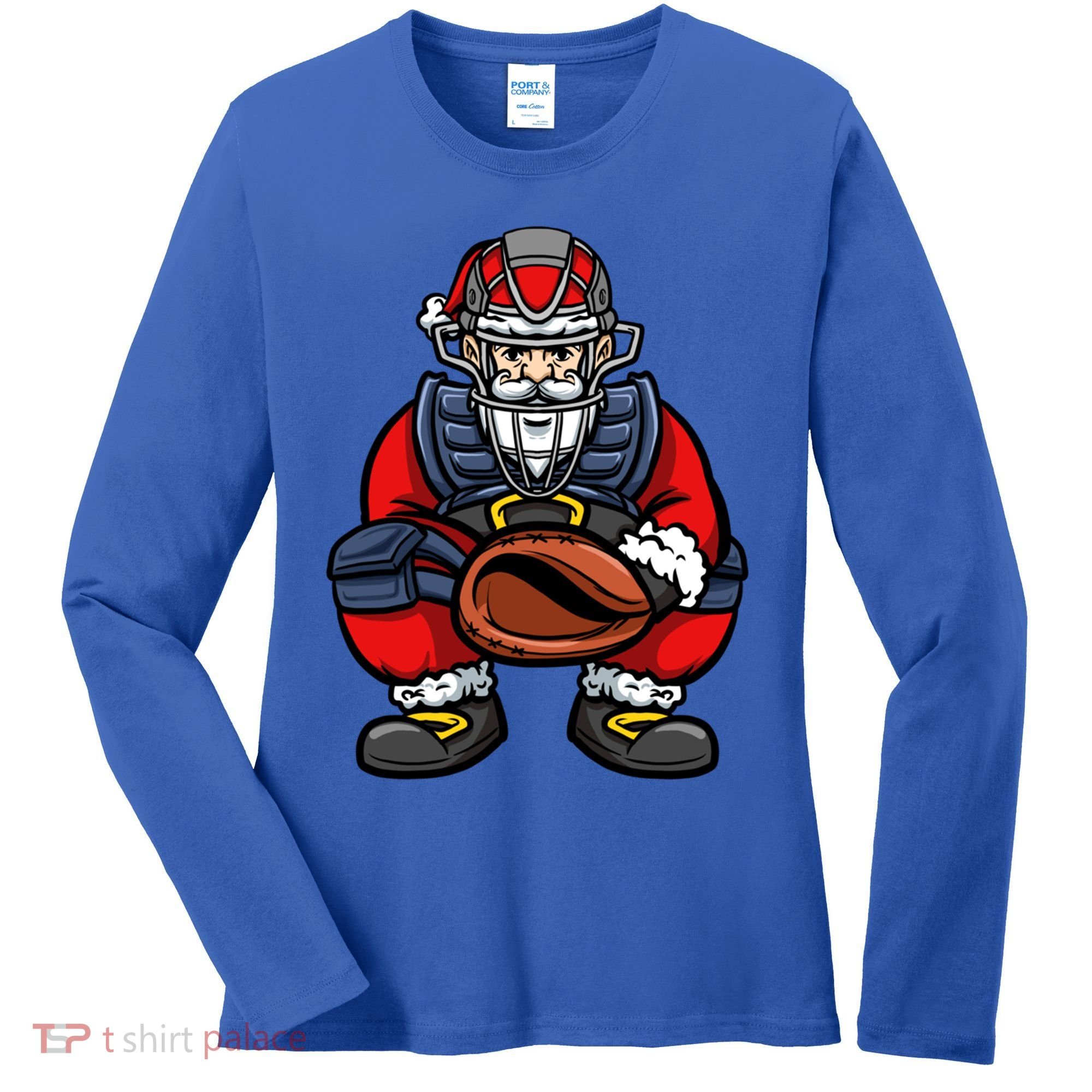 Xmas Catcher Santa Claus Christmas Baseball Gift Women's Long Sleeve Shirt