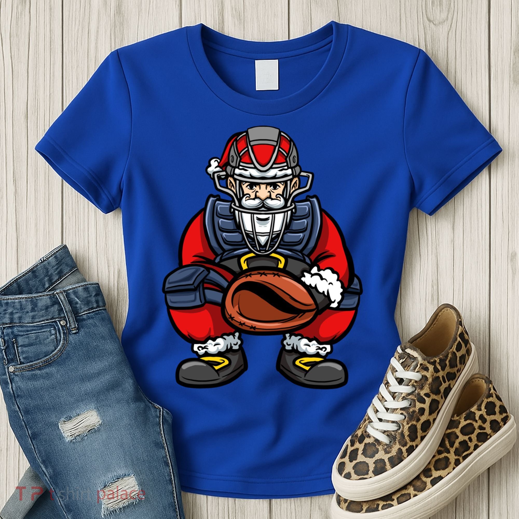 Xmas Catcher Santa Claus Christmas Baseball Gift Women's T-Shirt