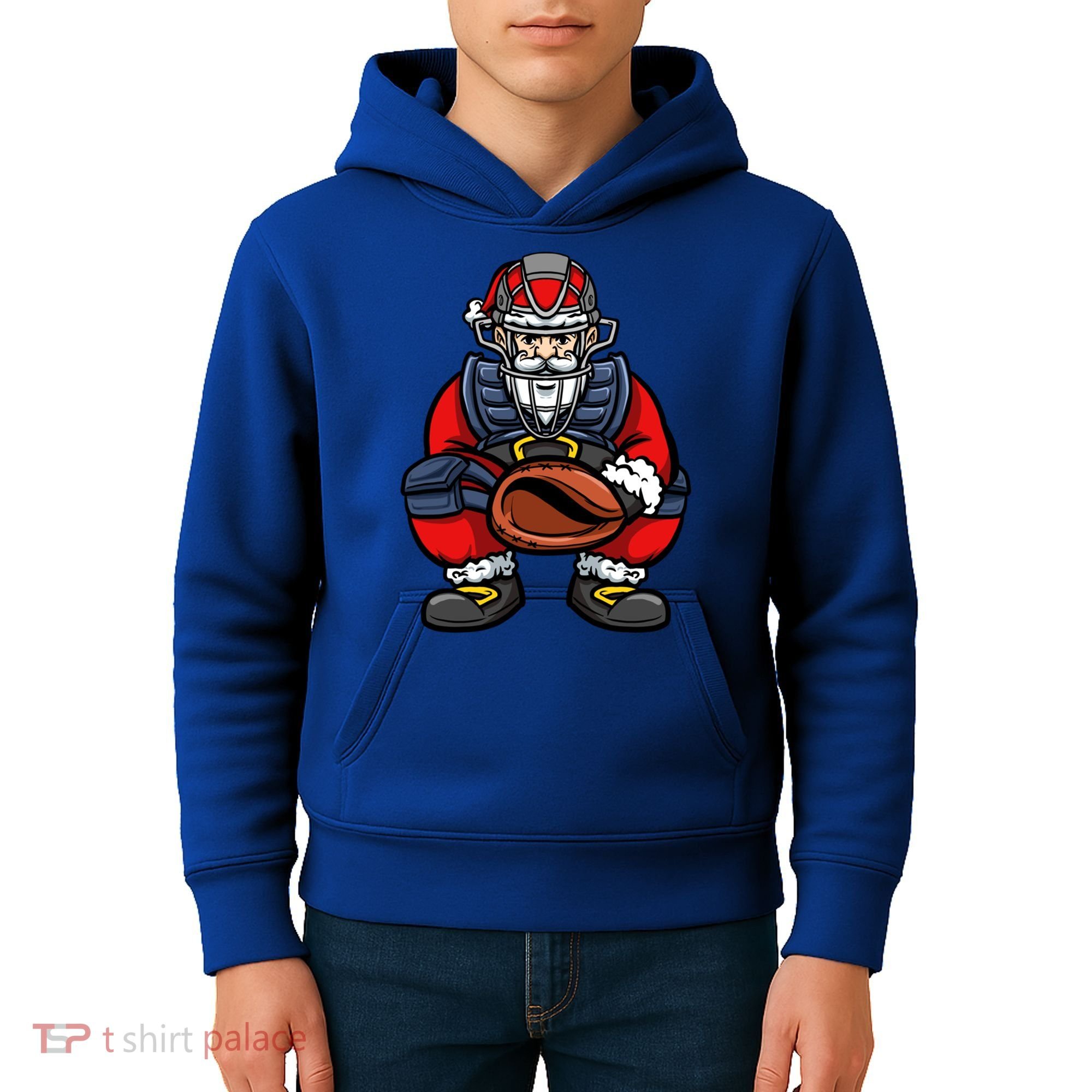 Xmas Catcher Santa Claus Christmas Baseball Gift Kids Hoodie