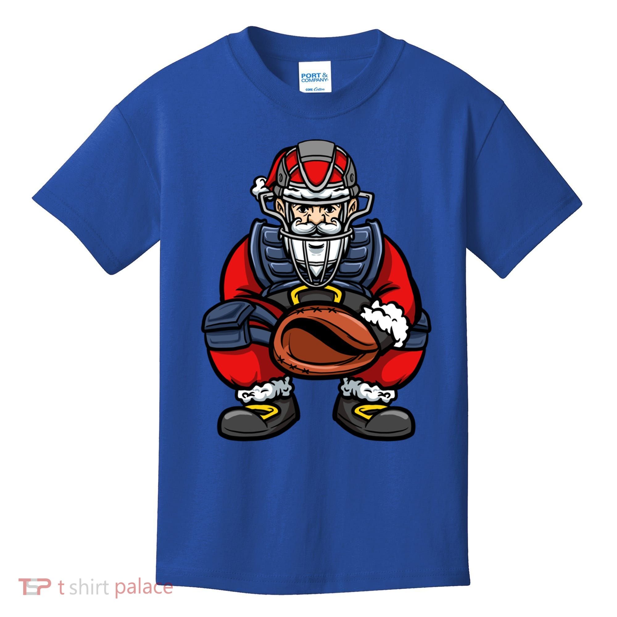 Xmas Catcher Santa Claus Christmas Baseball Gift Kids T-Shirt