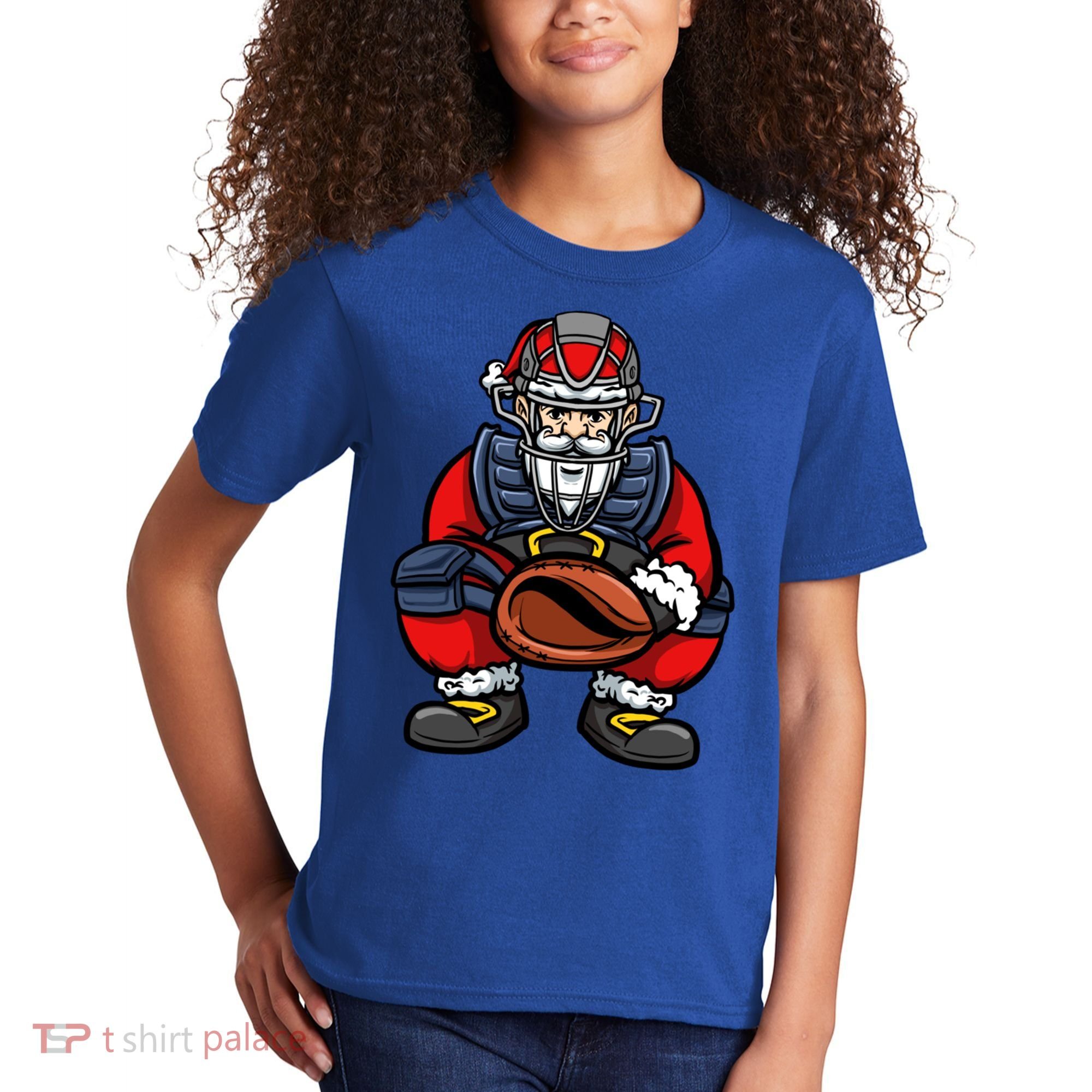 Xmas Catcher Santa Claus Christmas Baseball Gift Kids T-Shirt