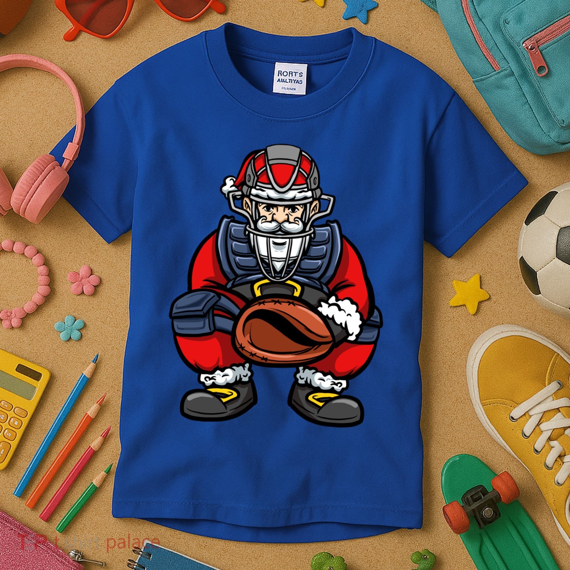 Xmas Catcher Santa Claus Christmas Baseball Gift Kids T-Shirt