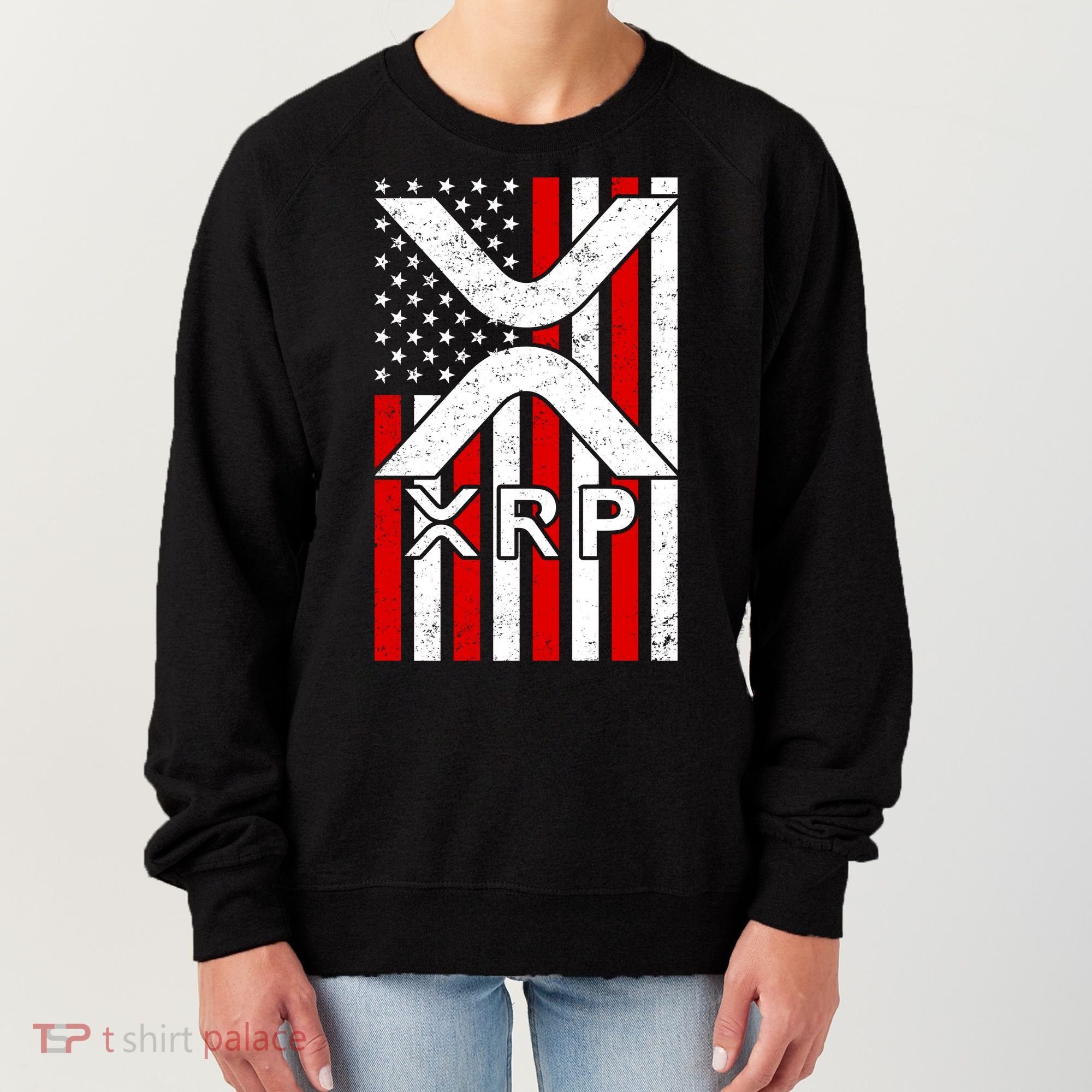 XRP Cryptocurrency USA American Flag Women's Sweatshirt
