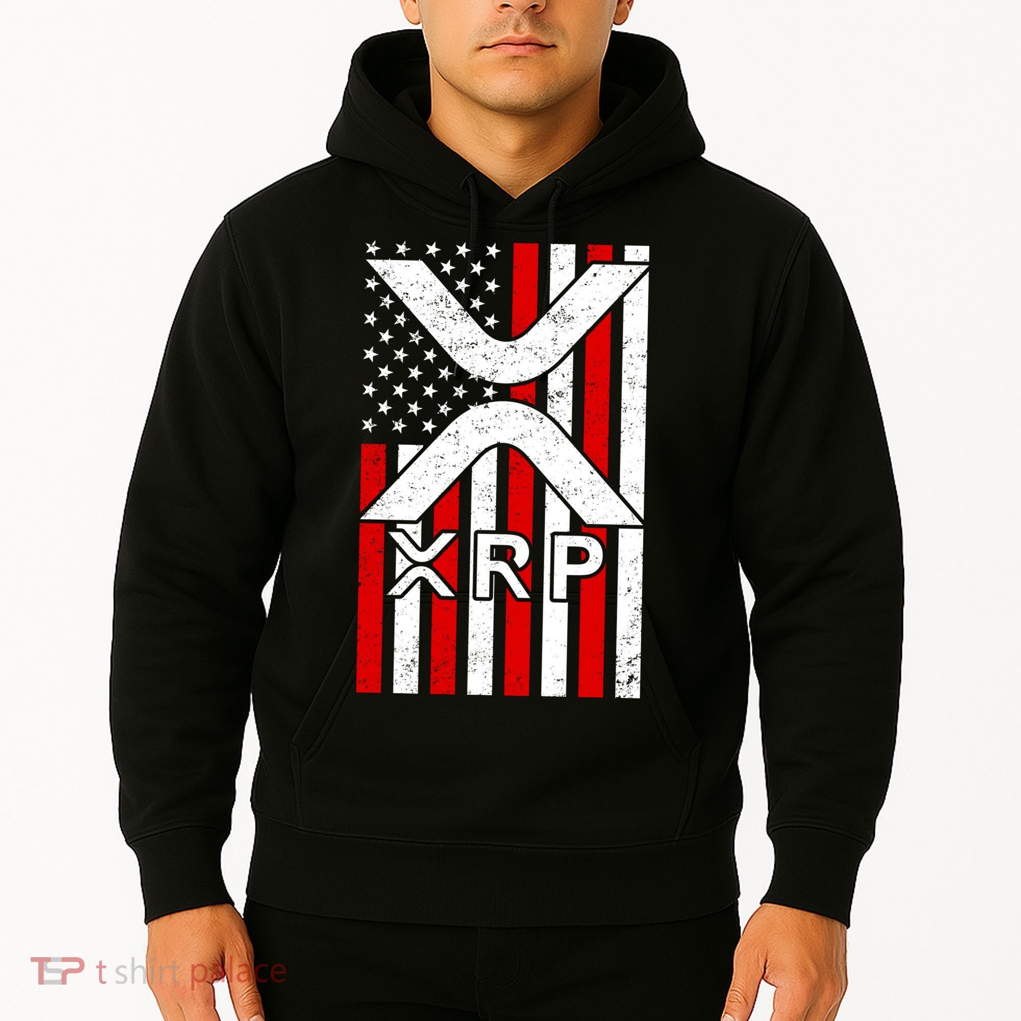 XRP Cryptocurrency USA American Flag Hoodie